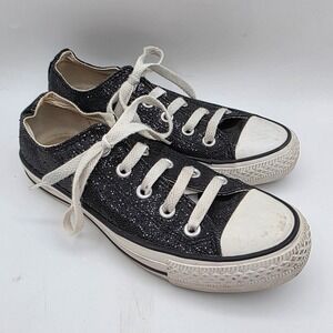 Converse Chuck Taylor‎ All Star Black Glitter Low Top Sneakers Womens 6
